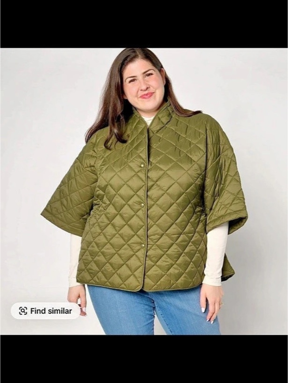 Joan Rivers Quilted 3/4-Sleeve Button Back Detailed Jacket Cape Green 2X